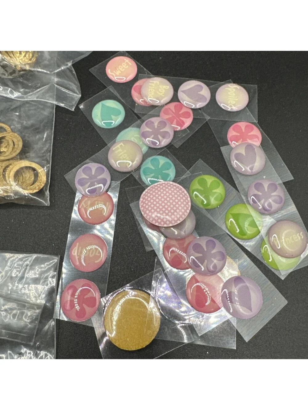 Bundle Of Scrapbooking / Crafting Supplies - Charms Beads Stickers
